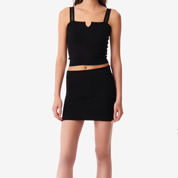 IRO Paris Black Patterned Mini Skirt and Top - Picture 1 of 16
